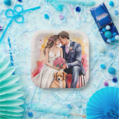 美しい結婚式のカップル 水彩画 ペーパープレート (パーティー)