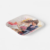 美しい結婚式のカップル 水彩画 ペーパープレート (傾斜あり)