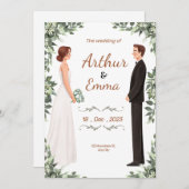 美しい結婚式の招待状のフライヤー 招待状 (正面/裏面)