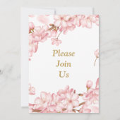 美しい結婚式の招待状、ピンクの花びら 招待状 (裏面)