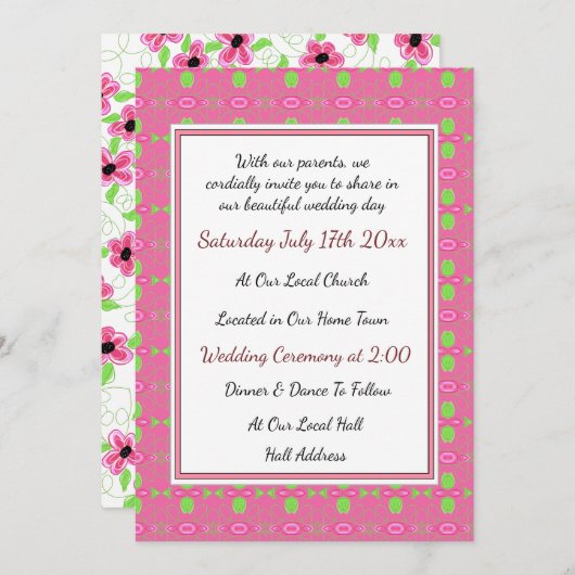 美しい結婚式の招待状 招待状 (正面/裏面)