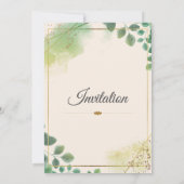 美しい結婚式の招待状, 緑の水彩 招待状 (裏面)