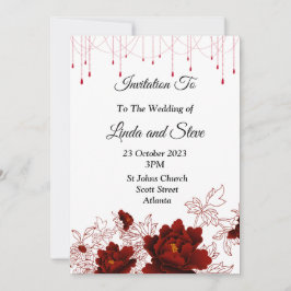 美しい結婚式の招待状, 赤い花 招待状