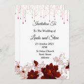 美しい結婚式の招待状, 赤い花 招待状 (正面/裏面)