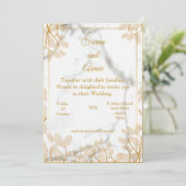 美しい結婚式の招待状, 金のラインアート 招待状 (スタンド正面)