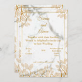 美しい結婚式の招待状, 金のラインアート 招待状 (正面/裏面)