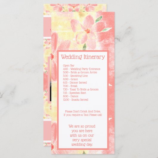 美しい結婚式の日テーブルの旅程 (正面/裏面)