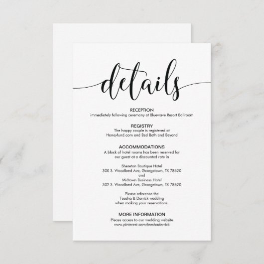 美しい結婚式はエンクロージャカードを詳しく述べます エンクロージャーカード (正面/裏面)