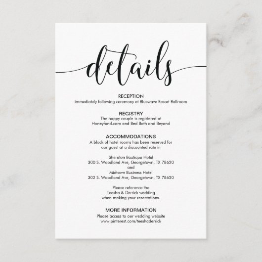 美しい結婚式はエンクロージャカードを詳しく述べます エンクロージャーカード (正面)