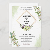 美しい結婚式招待状デザイン – 顧客への簡単 招待状 (正面/裏面)