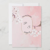 美しい結婚式招待状、ピンクと白 招待状 (裏面)