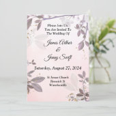 美しい結婚式招待状、ピンクのフローラ 招待状 (スタンド正面)