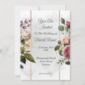 美しい結婚式招待状、ピンク/白の花 招待状 (正面)