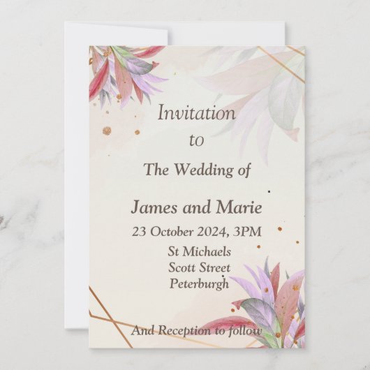 美しい結婚式招待状 紅葉 招待状 (正面)