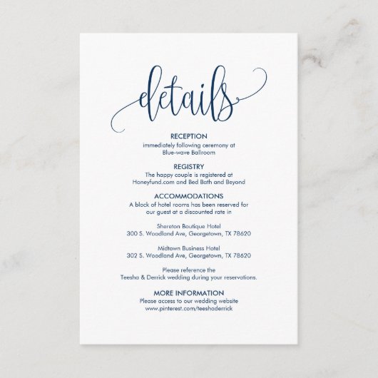 美しい結婚我々の詳細モダンナエレガントビー エンクロージャーカード (正面)