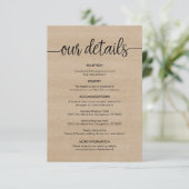 美しい結婚我々の詳細、黒素朴インク エンクロージャーカード (スタンド正面)