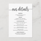 美しい結婚我々の詳細、黒素朴インク エンクロージャーカード (正面)