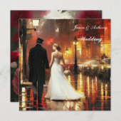 美しい結婚白いドレスTuxedo 招待状 (正面/裏面)