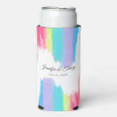 美しい結婚虹パーソナライズされたの スリム缶クーラー (Seltzer正面)