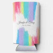 美しい結婚虹パーソナライズされたの スリム缶クーラー (裏面)