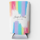 美しい結婚虹パーソナライズされたの スリム缶クーラー (正面)