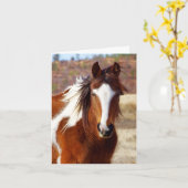 美しい絵を描馬の誕生日カード カード (黄色い花)