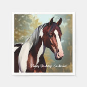美しい絵を描馬 スタンダードカクテルナプキン (正面)