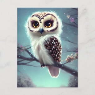 美しい絵画フクロウが夜に枝に。 ポストカード