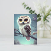 美しい絵画フクロウが夜に枝に。 ポストカード (スタンド正面)