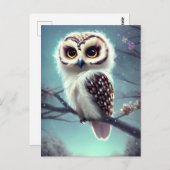 美しい絵画フクロウが夜に枝に。 ポストカード (正面/裏面)