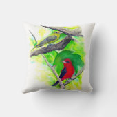 美しい緋色のタネガーの鳥アート クッション (裏面)