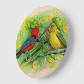 美しい緋色のタネジャーズ水彩アート ラージ壁時計 (傾斜)