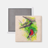 美しい緋色のタネージャ絵画の鳥 マグネット (正面/裏面)