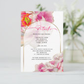 美しい緋色の牡丹フローラ詳細カード 招待状 (スタンド正面)