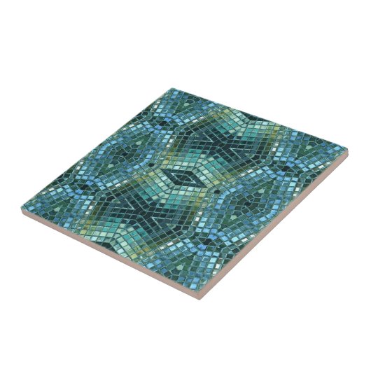 美しい緑および青のガラスモザイク タイル (側面)