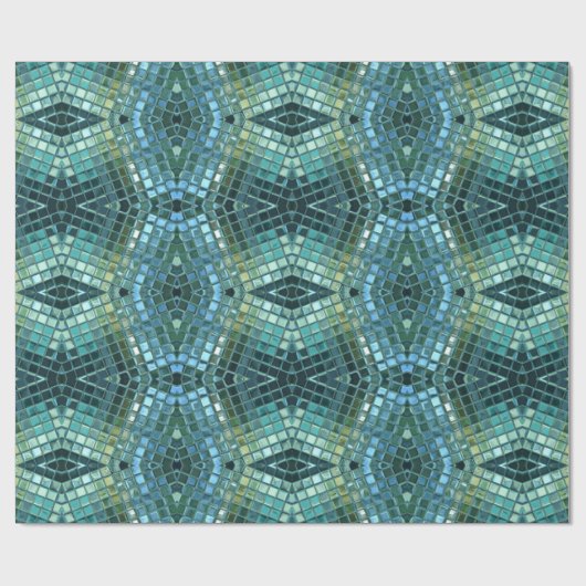 美しい緑および青のガラスモザイク ラッピングペーパー (フラット)