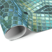 美しい緑および青のガラスモザイク ラッピングペーパー (ロールコーナー)