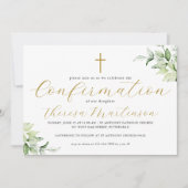 美しい緑とクロスの確認 招待状 (正面)