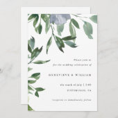 美しい緑とダスティーブルーの花のウェディング (正面/裏面)