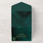 美しい緑と白結婚の オールインワン招待状 (外側)
