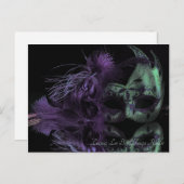 美しい緑と紫のマスクマルディグラ ポストカード (正面/裏面)