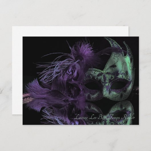 美しい緑と紫のマスクマルディグラ ポストカード (正面/裏面)