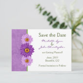 美しい緑と紫の花のウェディング セーブザデート (スタンド正面)