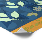 美しい緑と青の葉柄 ポスター (角)