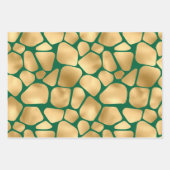 美しい緑と黄褐色のキリン ラッピングペーパーシート (正面3)