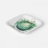 美しい緑のクリスマスボールの雪 ペーパープレート (傾斜あり)