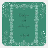 美しい緑のステッカー スクエアシール (正面)