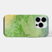 美しい緑のトンボの花のデザイン iPhoneケース (裏面横)