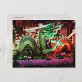 美しい緑のドラゴンアート彫刻 ポストカード (正面/裏面)