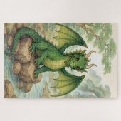 美しい緑のドラゴン ジグソーパズル (横)